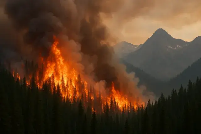 A wildfire in Washington State has crossed the border into B.C., the North Cascades National Park Service Complex says.